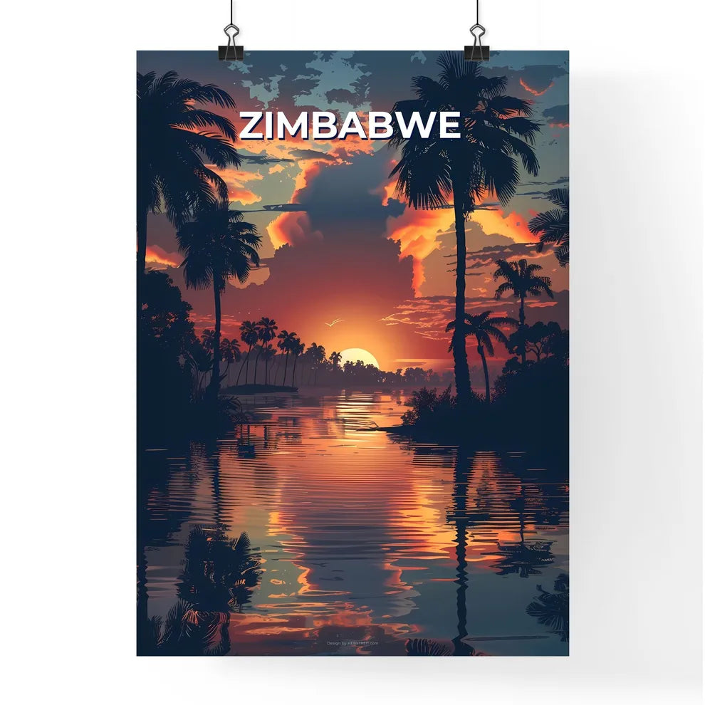 Vibrant African sunset painting Poster