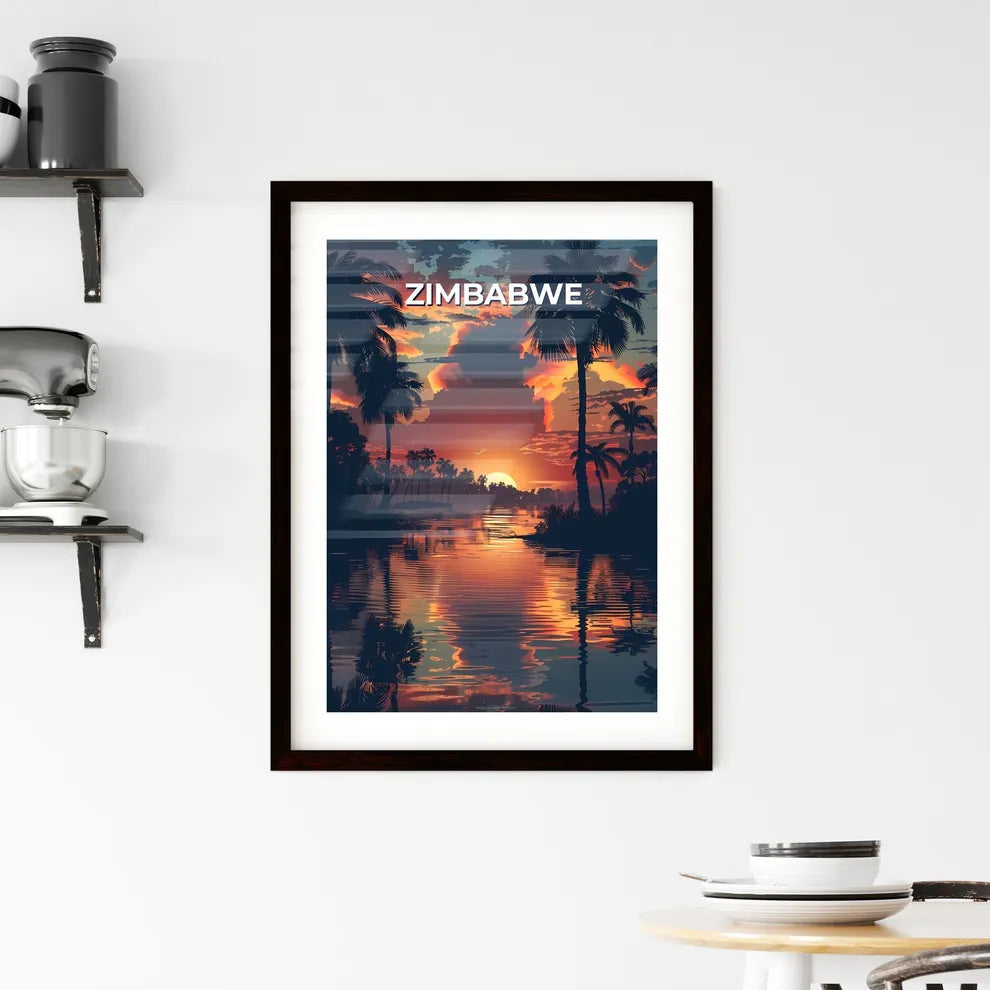 Vibrant African sunset painting Framed Print