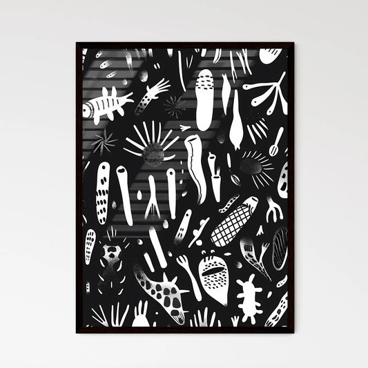 Black and white animal doodle pattern  Wall Art