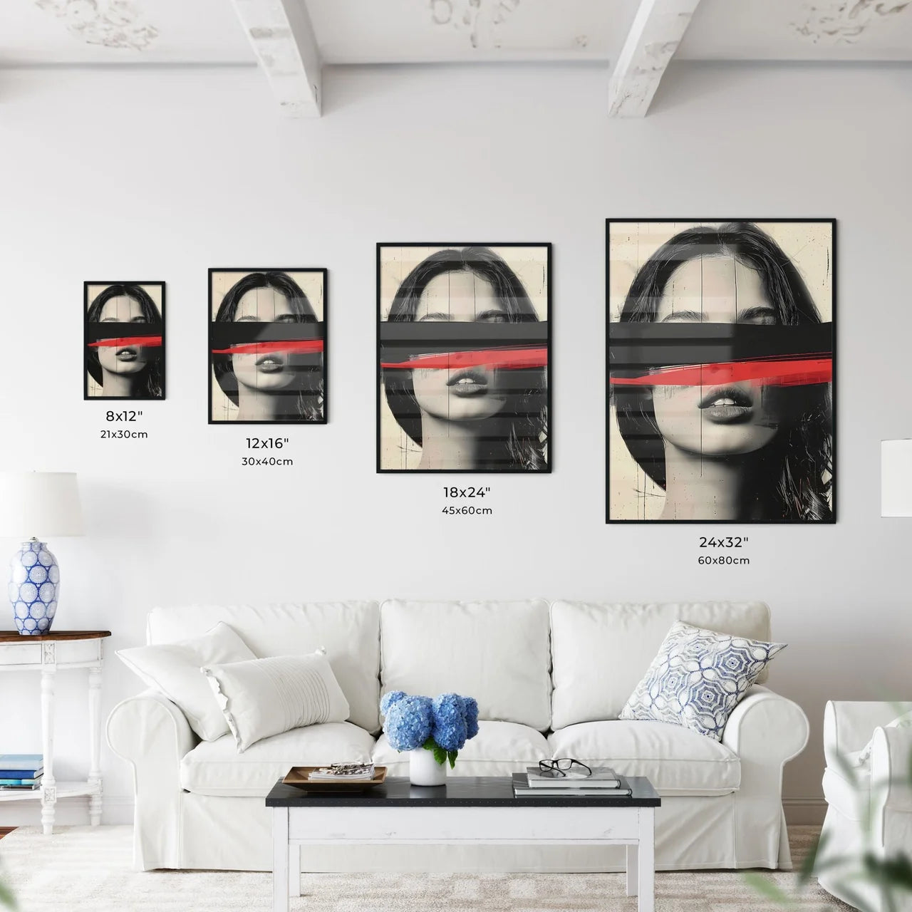 Black and grey shaded portrait of a woman wi - Kitchen Hangings