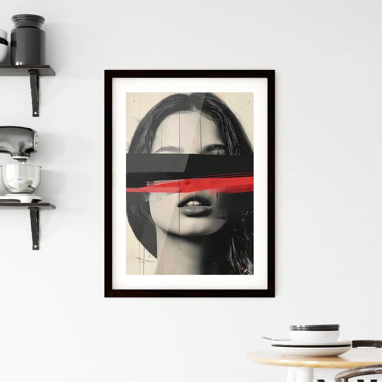 Black and grey shaded portrait of a woman wi Framed Print