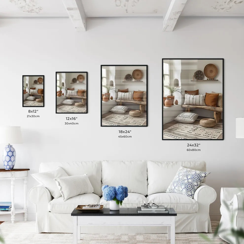 Bohemian Line Art Print Black and White Neut - Kitchen Hangings