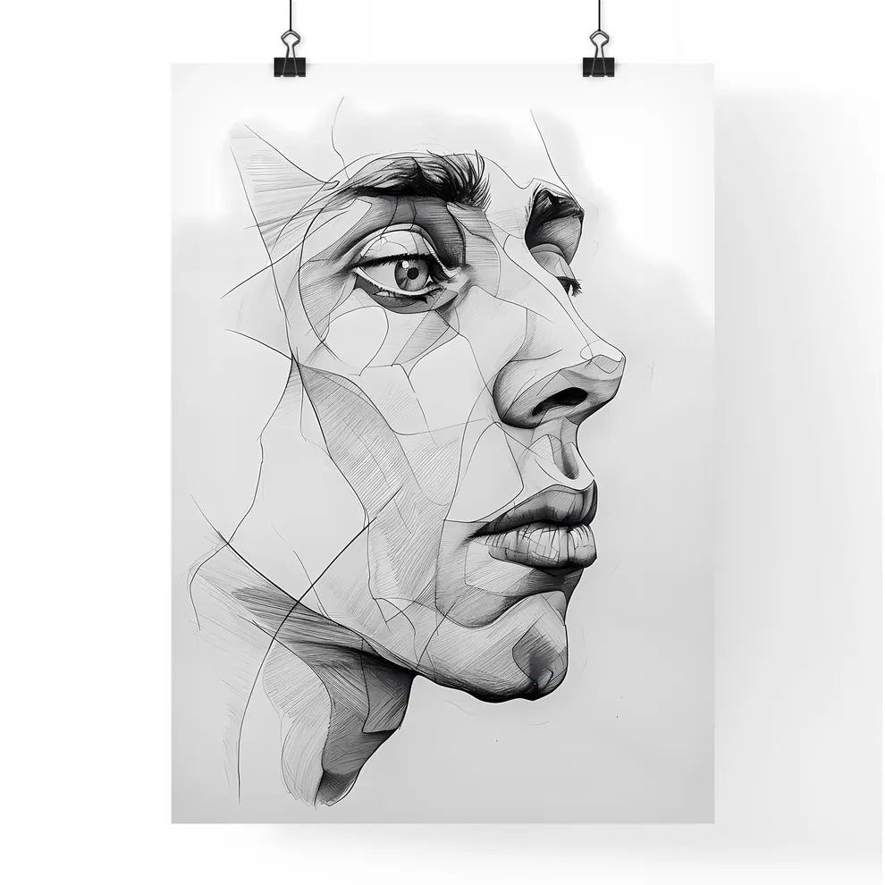 Bold Monochromatic Hand-Drawn Portrait Highl Poster