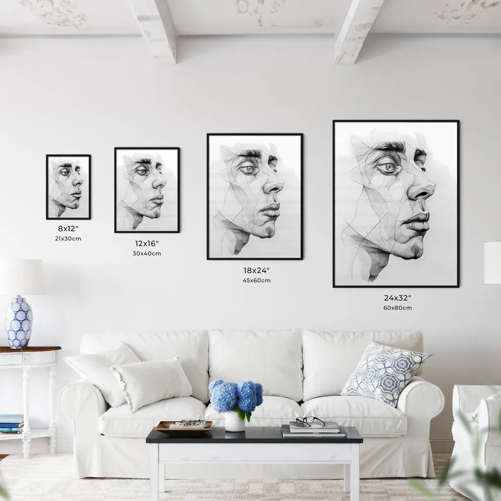 Bold Monochromatic Hand-Drawn Portrait Highl - Kitchen Hangings
