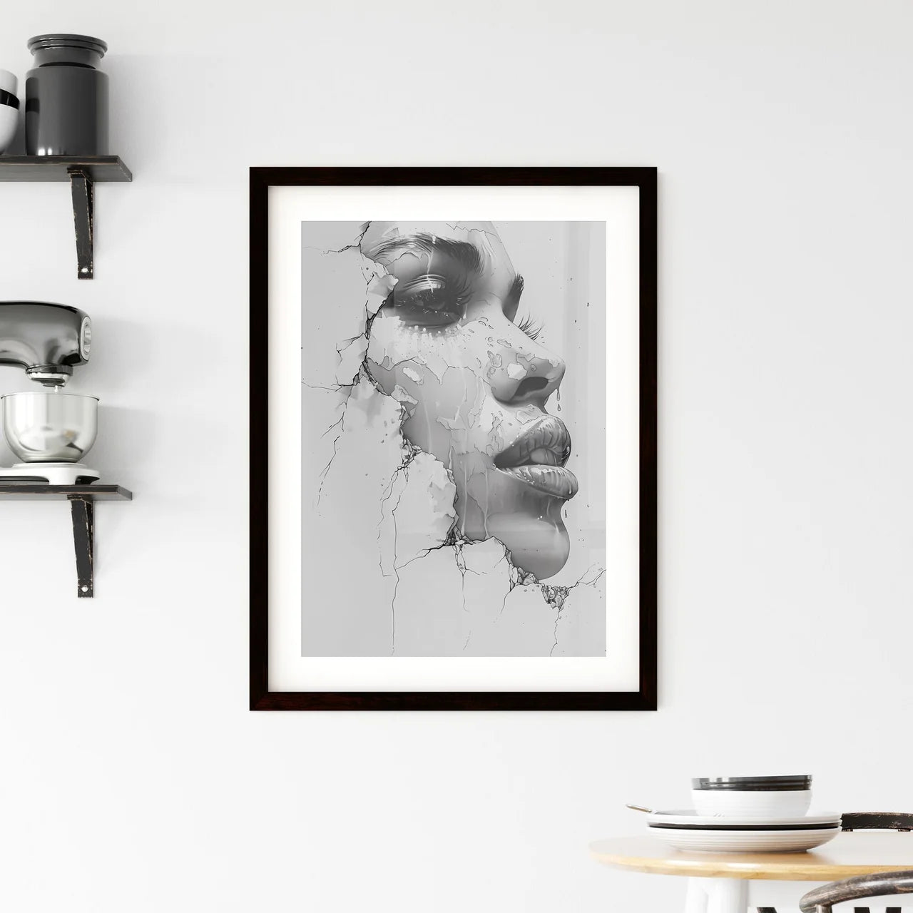 Elegant monochrome portrait highlighting art Framed Print