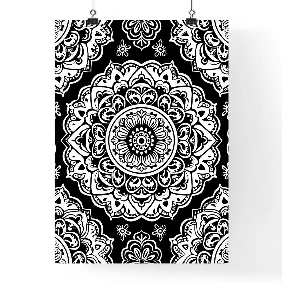 Black and White Mandala Pattern Poster