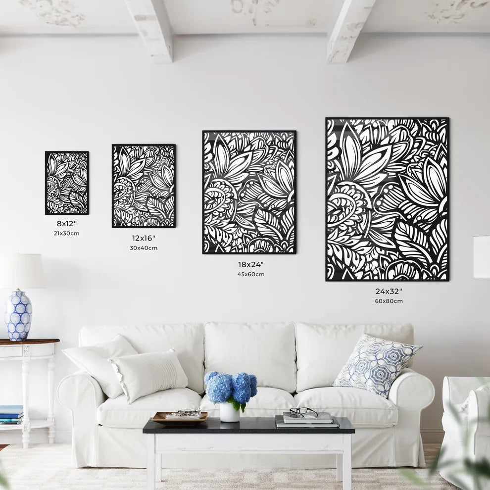 Black and white symmetrical mandala art pain - Kitchen Hangings