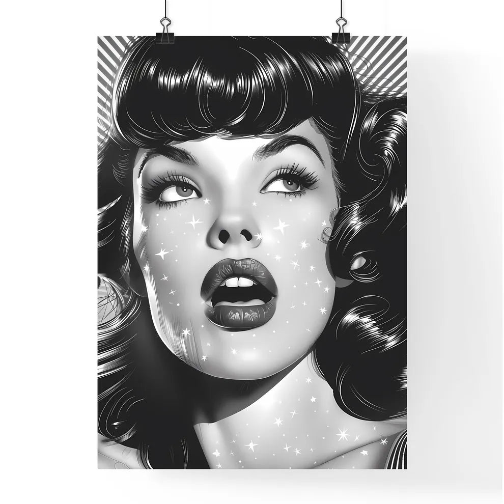 Art Deco Pop Art Style Woman with Curly Hair Poster