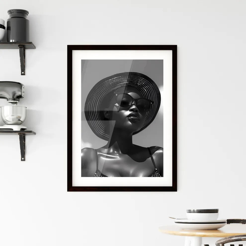 Black and White Cinematic Portrait of a Blac Framed Print