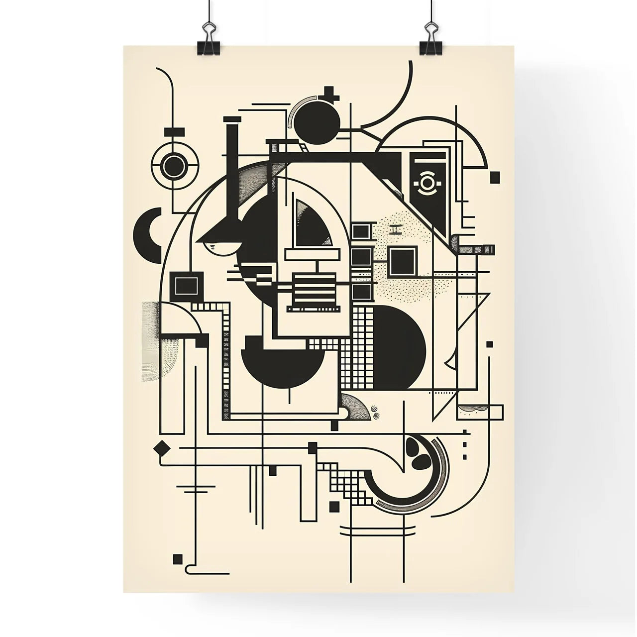 Abstract Black and White Geometric Design Pr Poster