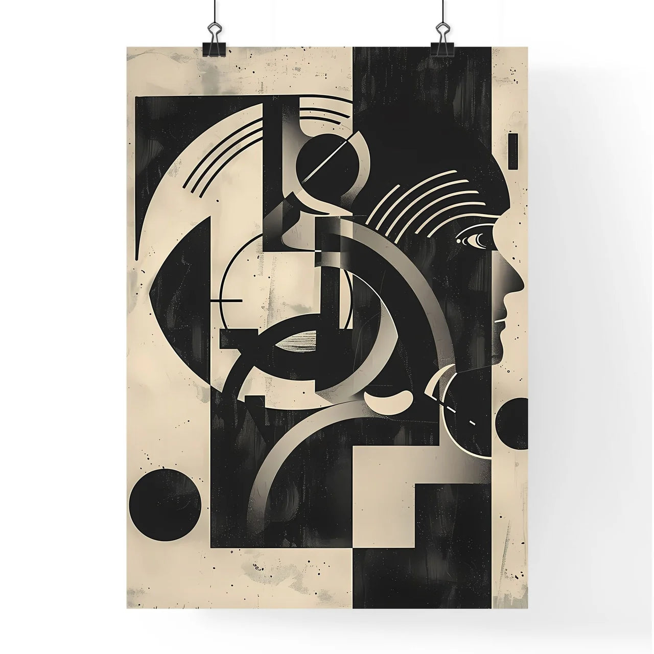 Bauhaus-Inspired Abstract Black-and-White Ar Poster