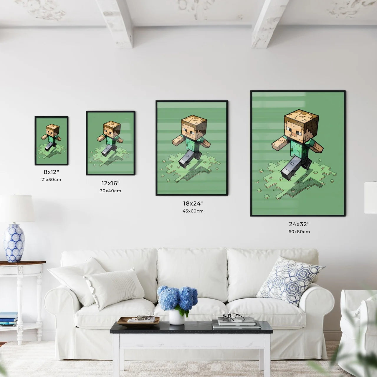 Pixelated Minecraft Character in Vibrant Gre - Kitchen Hangings