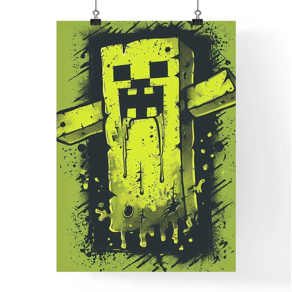 Vibrant Minecraft-Inspired Yellow Cartoon Ch Poster