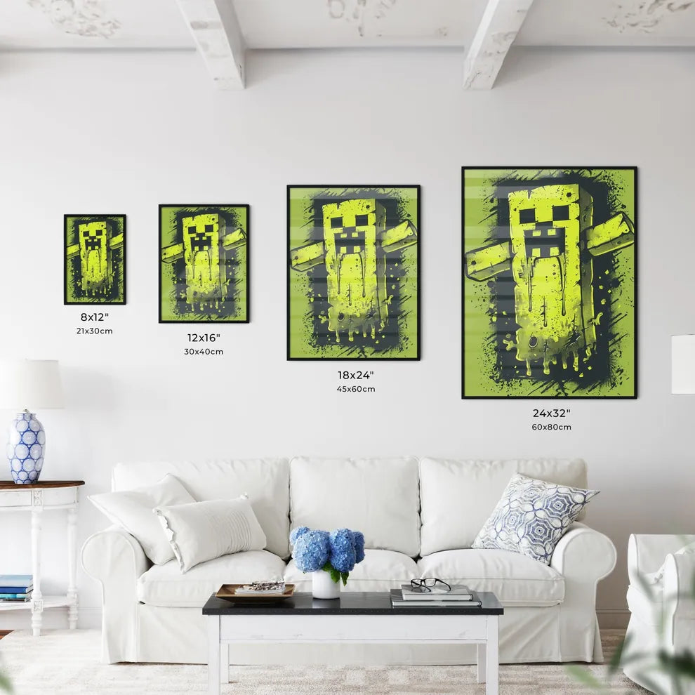 Vibrant Minecraft-Inspired Yellow Cartoon Ch - Kitchen Hangings