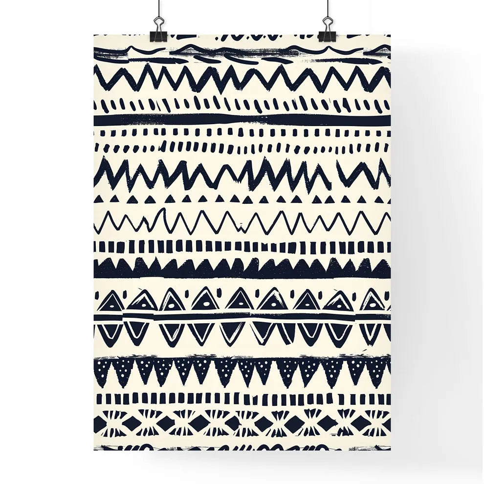 Striking Boho Black White Ethnic Triangle Zi Poster