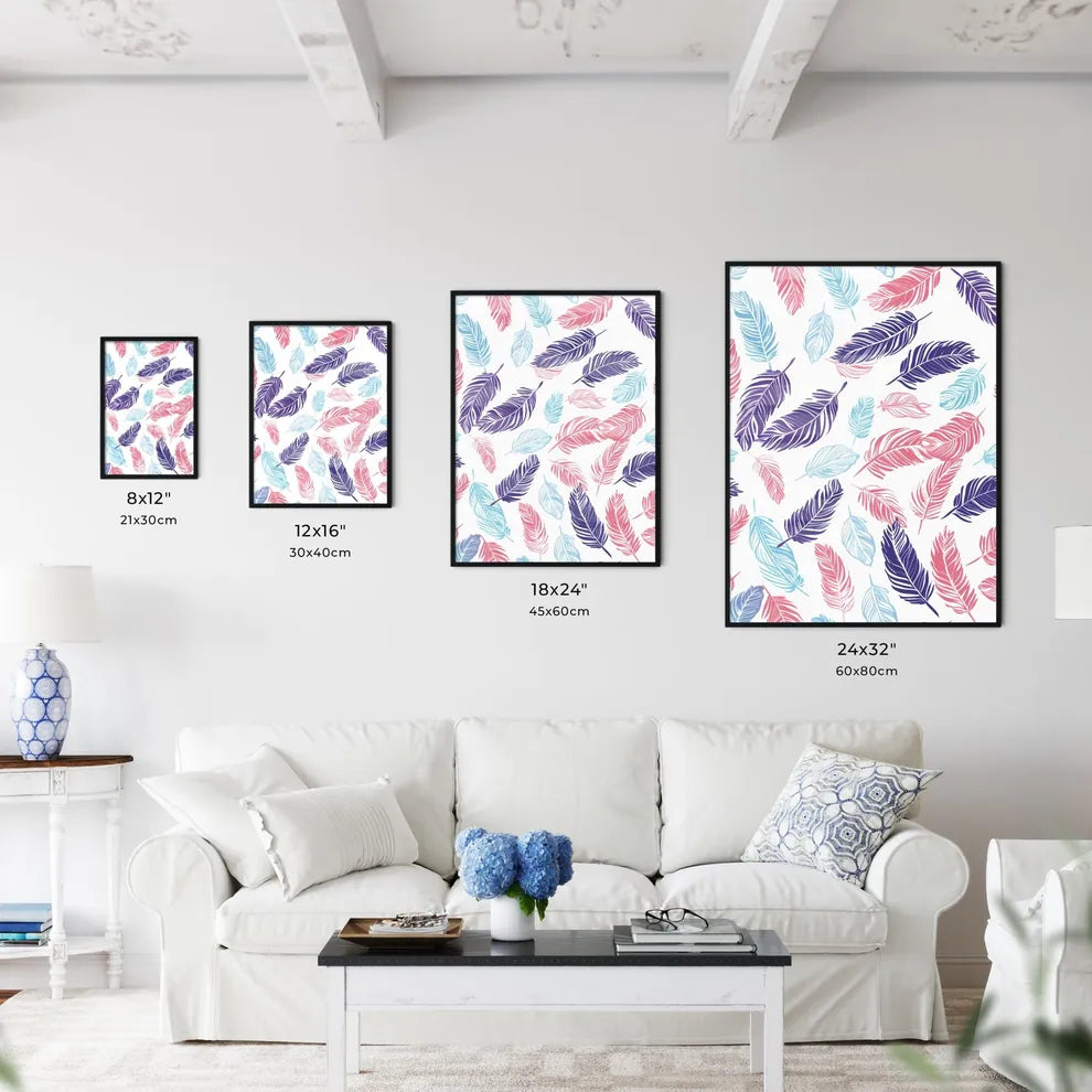 Vibrant Pastel Boho Feathers  Size Chart