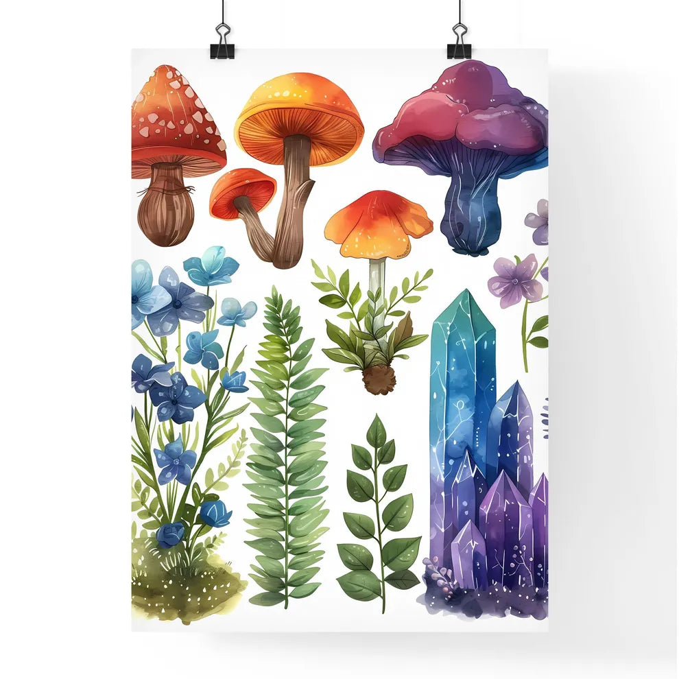 Colorful Boho Rainbow Botanical Element Set  Poster