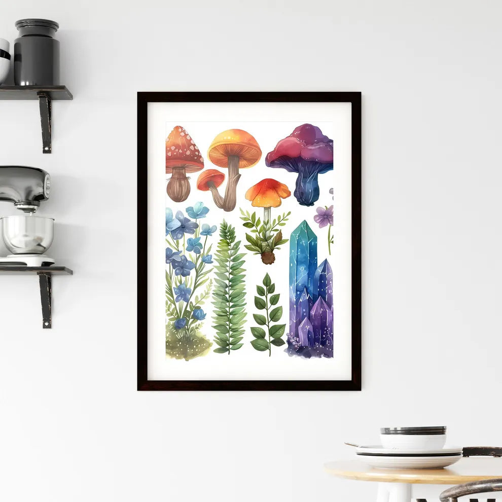 Colorful Boho Rainbow Botanical Element Set  Framed Print