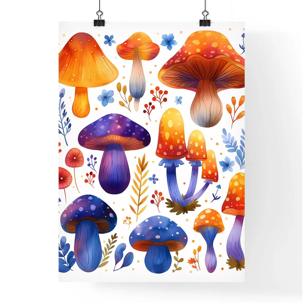 Vibrant Boho Rainbow Mushrooms Art Painting  Poster
