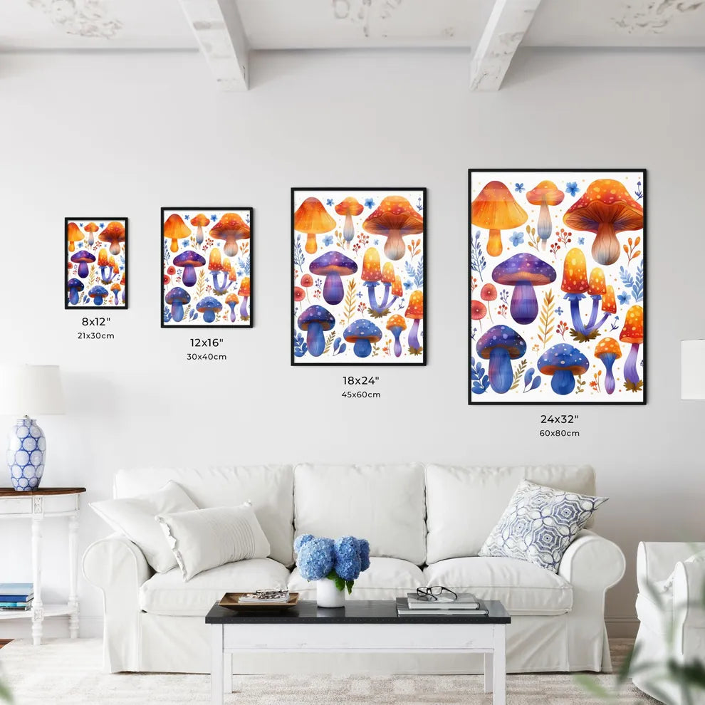 Vibrant Boho Rainbow Mushrooms Art Painting  - Kitchen Hangings