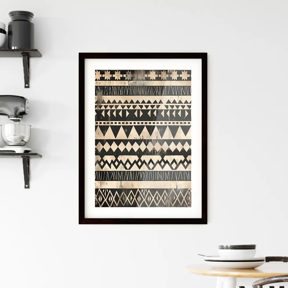 Abstract black and white boho style minimali Framed Print