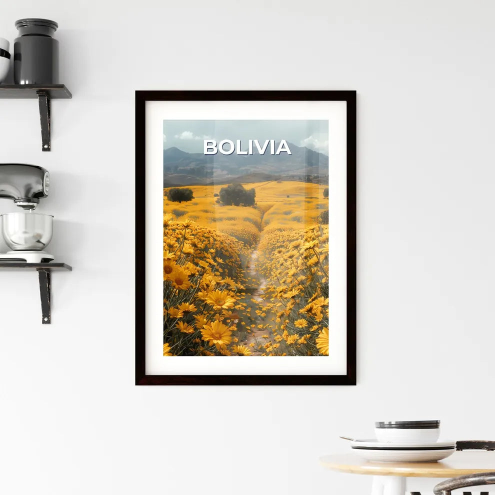 Vibrant Artistic Yellow Flower Field Paintin Framed Print