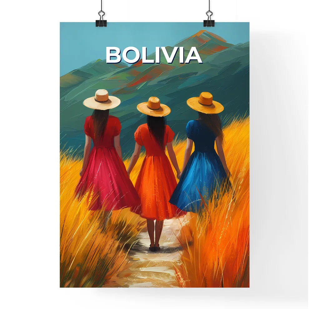 Bolivian Culture Art Painting Women Colorful Poster