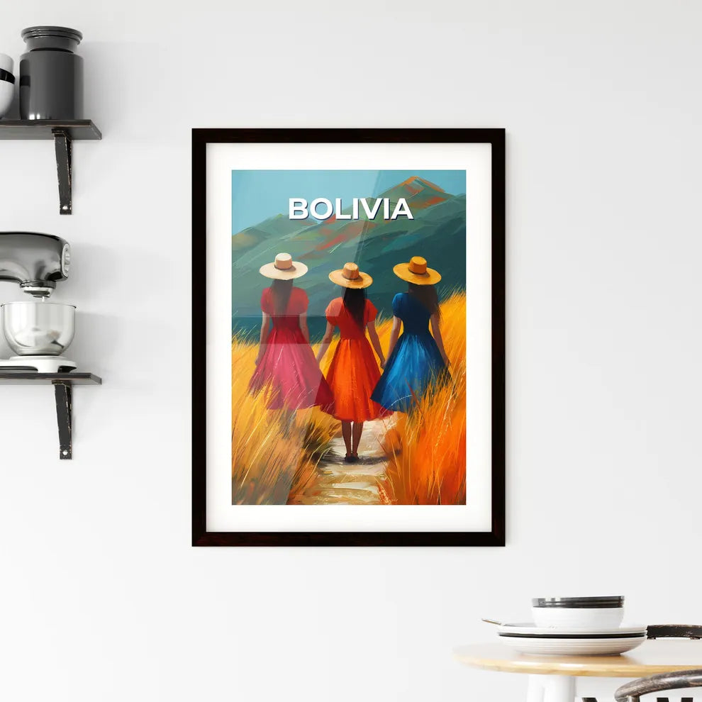 Bolivian Culture Art Painting Women Colorful Framed Print