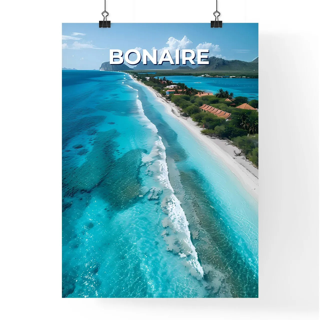 Caribbean Beach Houses Vibrant Painting Bona Poster
