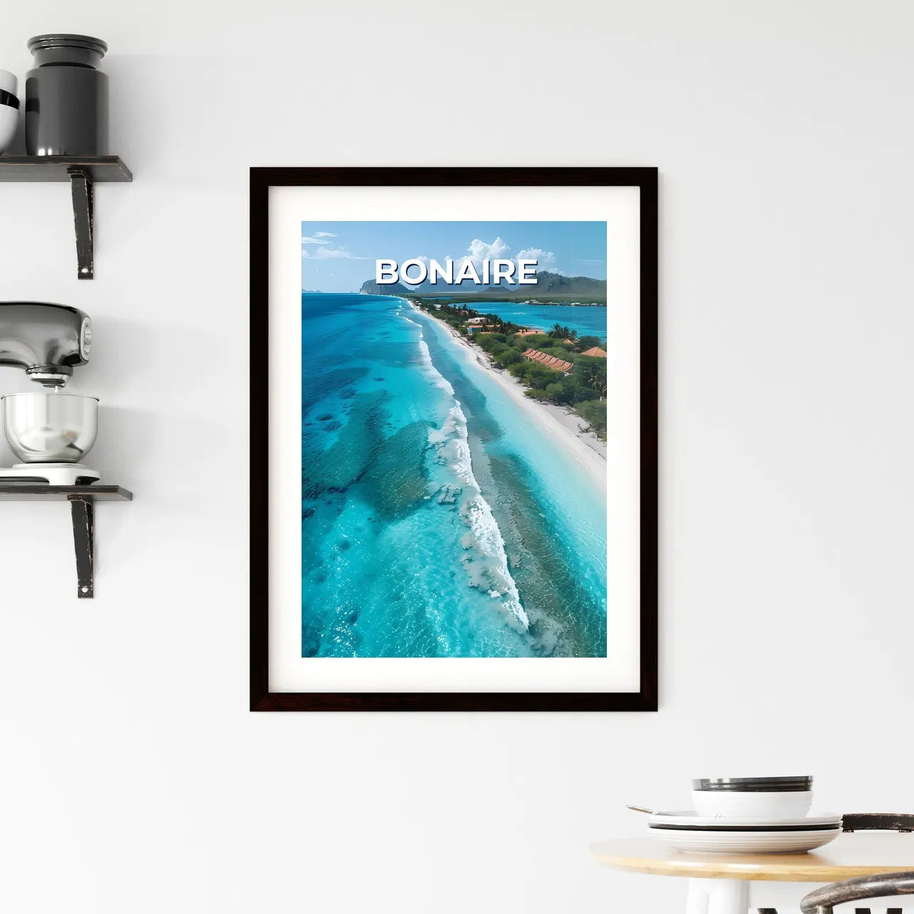 Caribbean Beach Houses Vibrant Painting Bona Framed Print