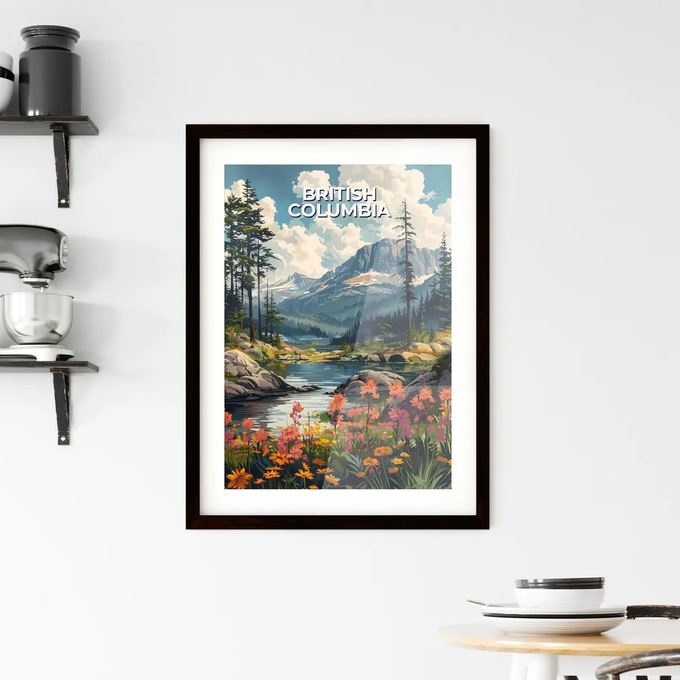 Vibrant British Columbia Mountain River Art Framed Print