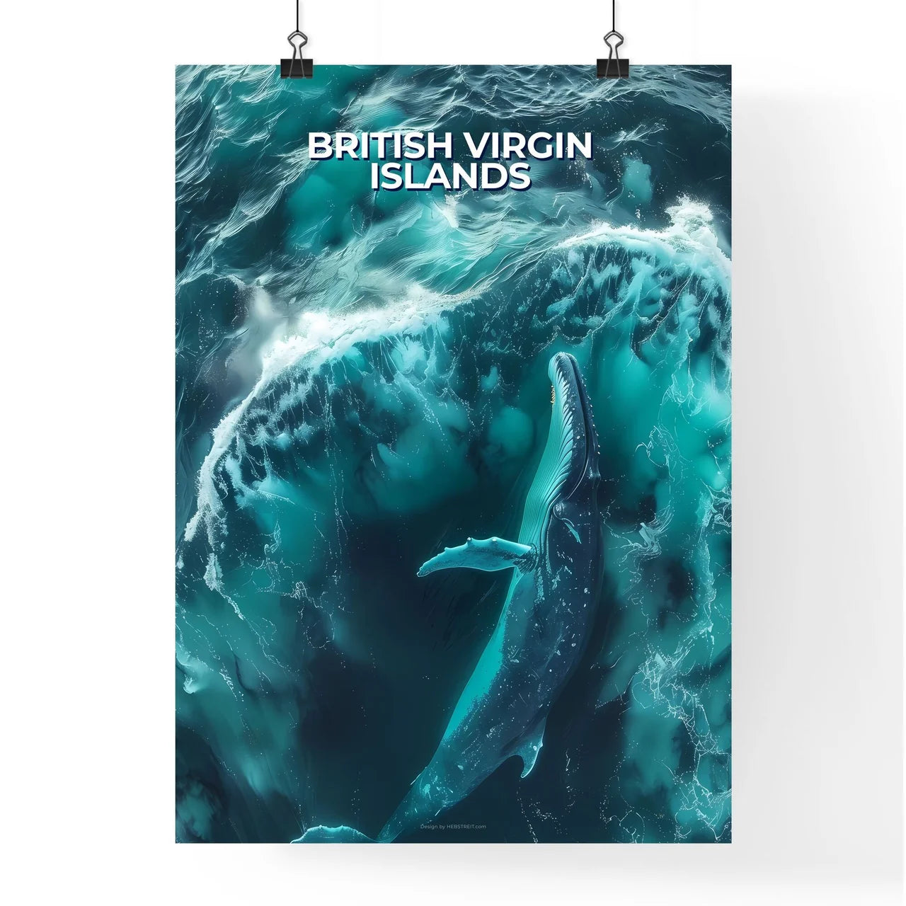 Vibrant Art Depiction: Whale in the Ocean Poster