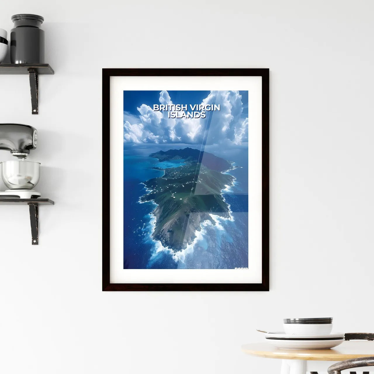 Colorful Artwork of a Tropical Island in the Framed Print