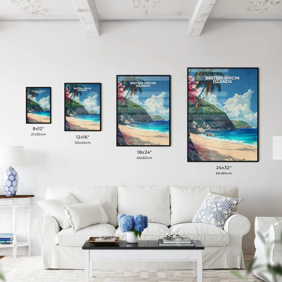 Vibrant Art of Beach with Palm Trees and Bod - Kitchen Hangings
