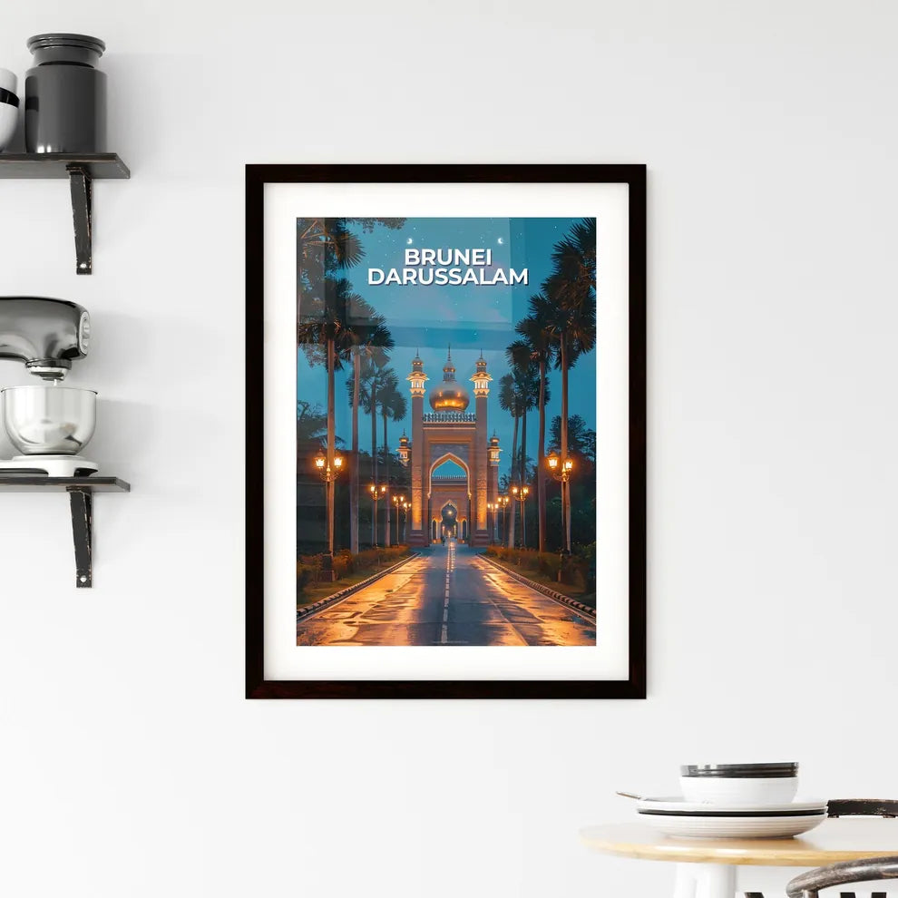 Brunei Southeast Asia Palm Trees Roadside Archway Vibrant Art Painting Custom Print