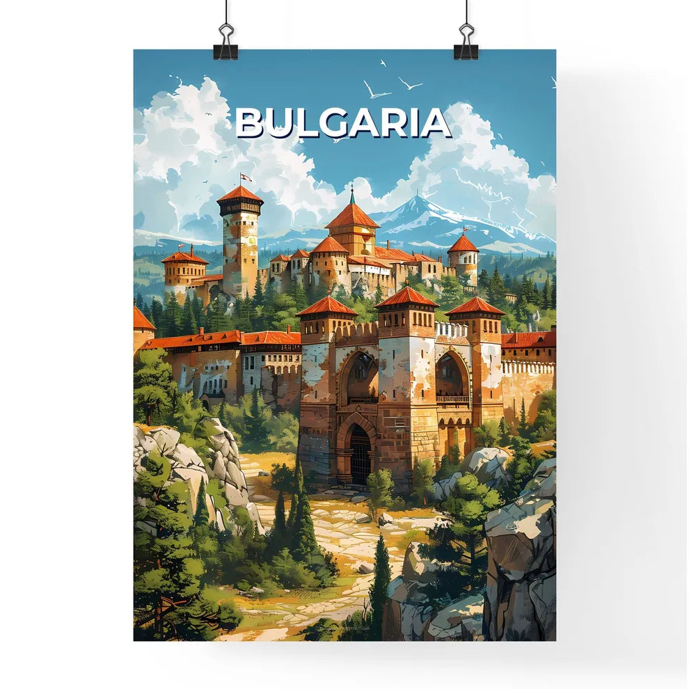 Mesmerizing Impressionistic Painting: Bulgarian Castle in Serene Nature Setting Poster
