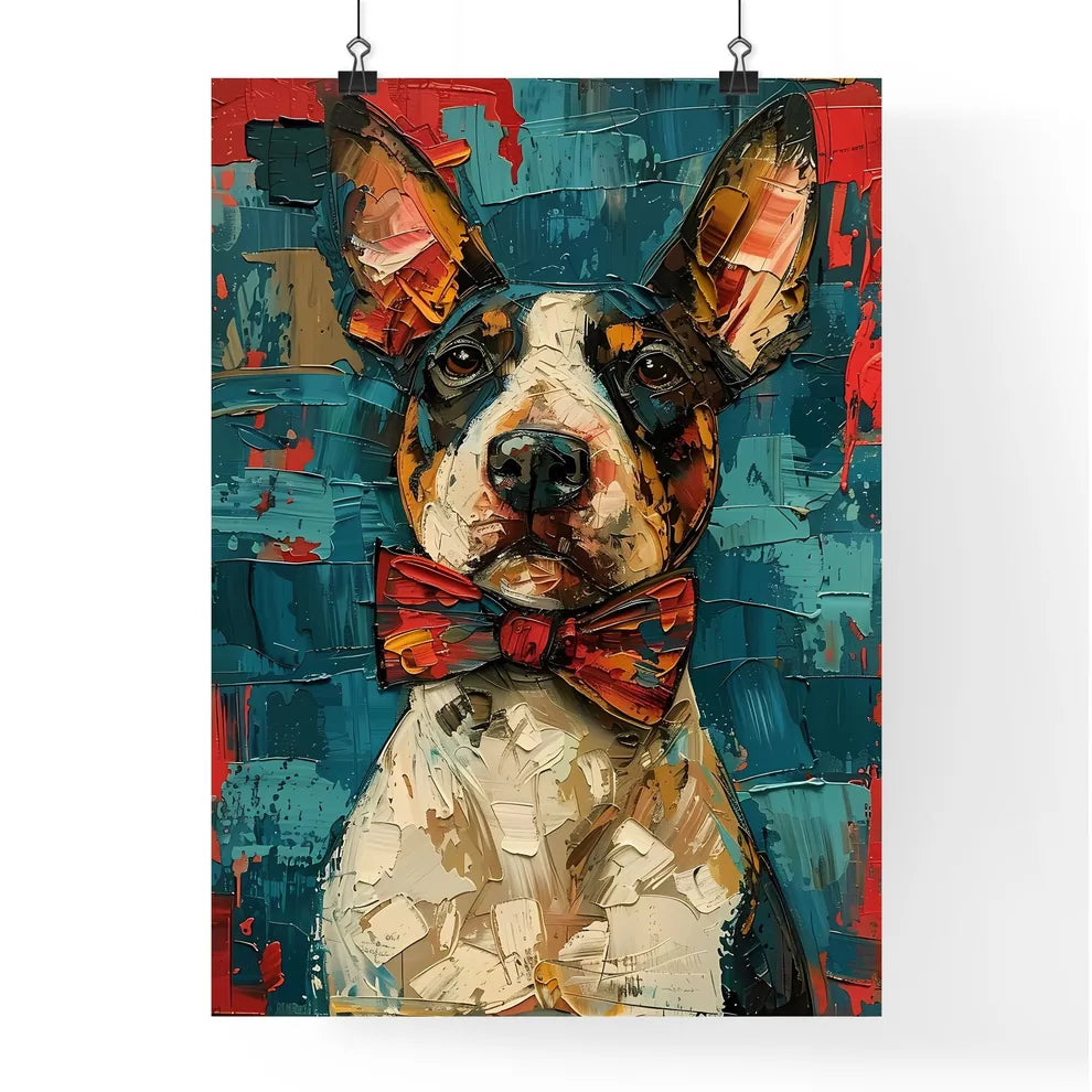 Modern Art Painting of a Bull Terrier with Bow Tie Poster