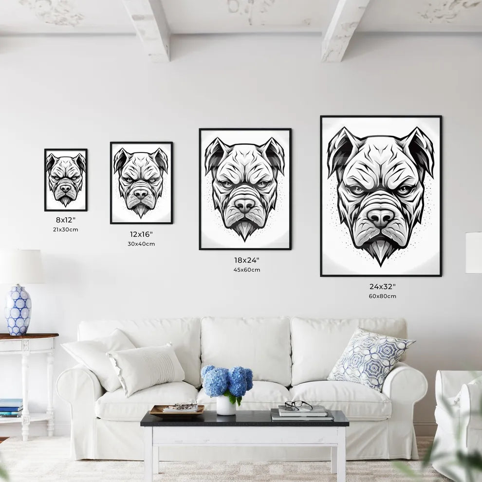 Bold Black White Bulldog Mascot Logo Size Chart