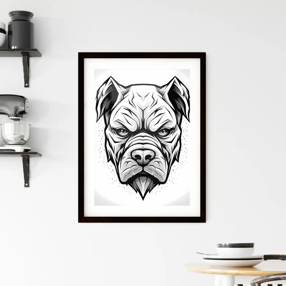 Bold Black White Bulldog Mascot Logo Framed Print