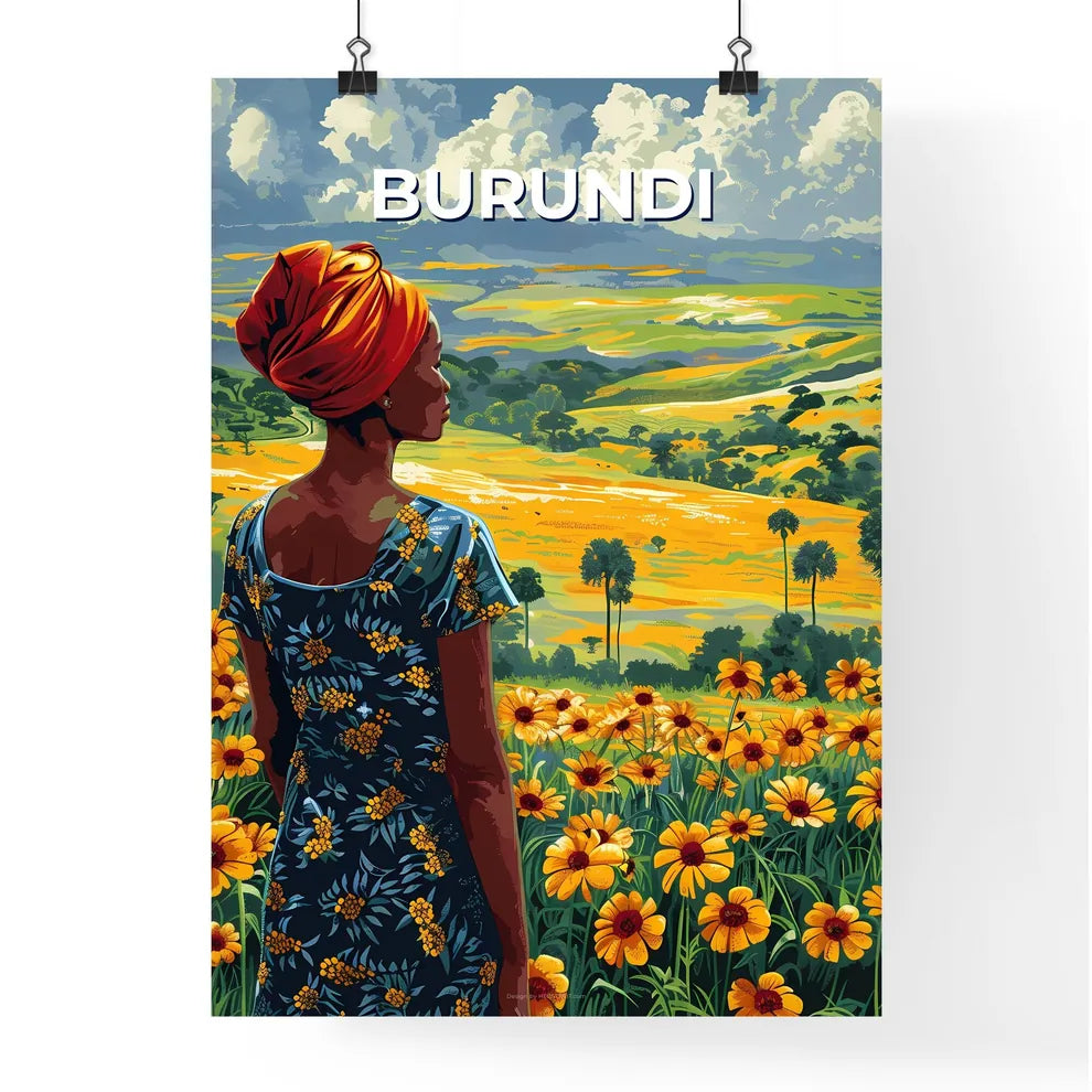 Vibrant African Art Painting Depicting Woman Poster