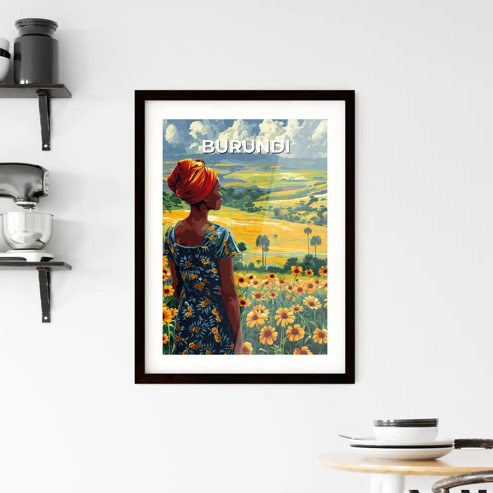 Vibrant African Art Painting Depicting Woman Framed Print