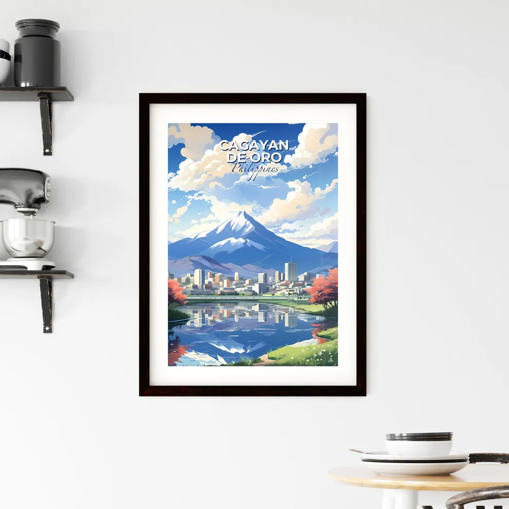 Vibrant Landscape Painting: Cagayan de Oro City Skyline with Mountain Panorama Default Title