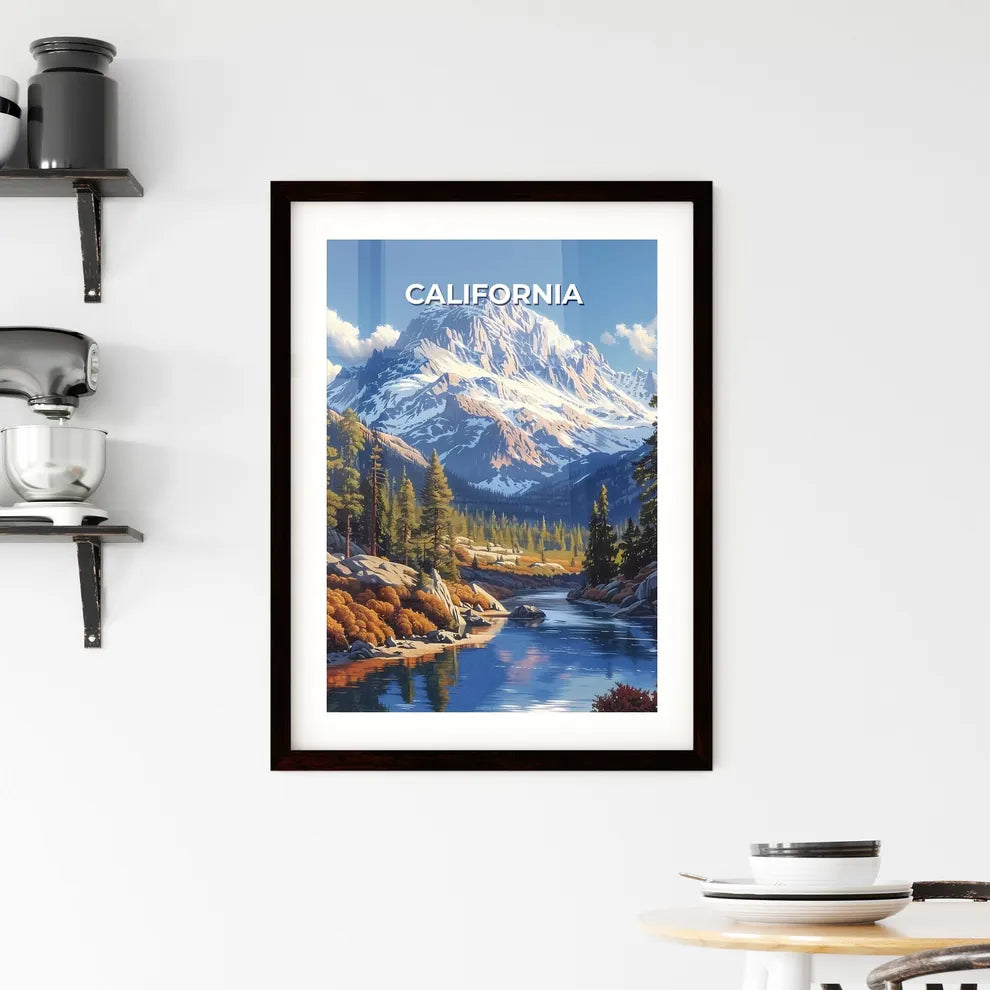 Vibrant Artistic Landscape Depicting a Mount Framed Print