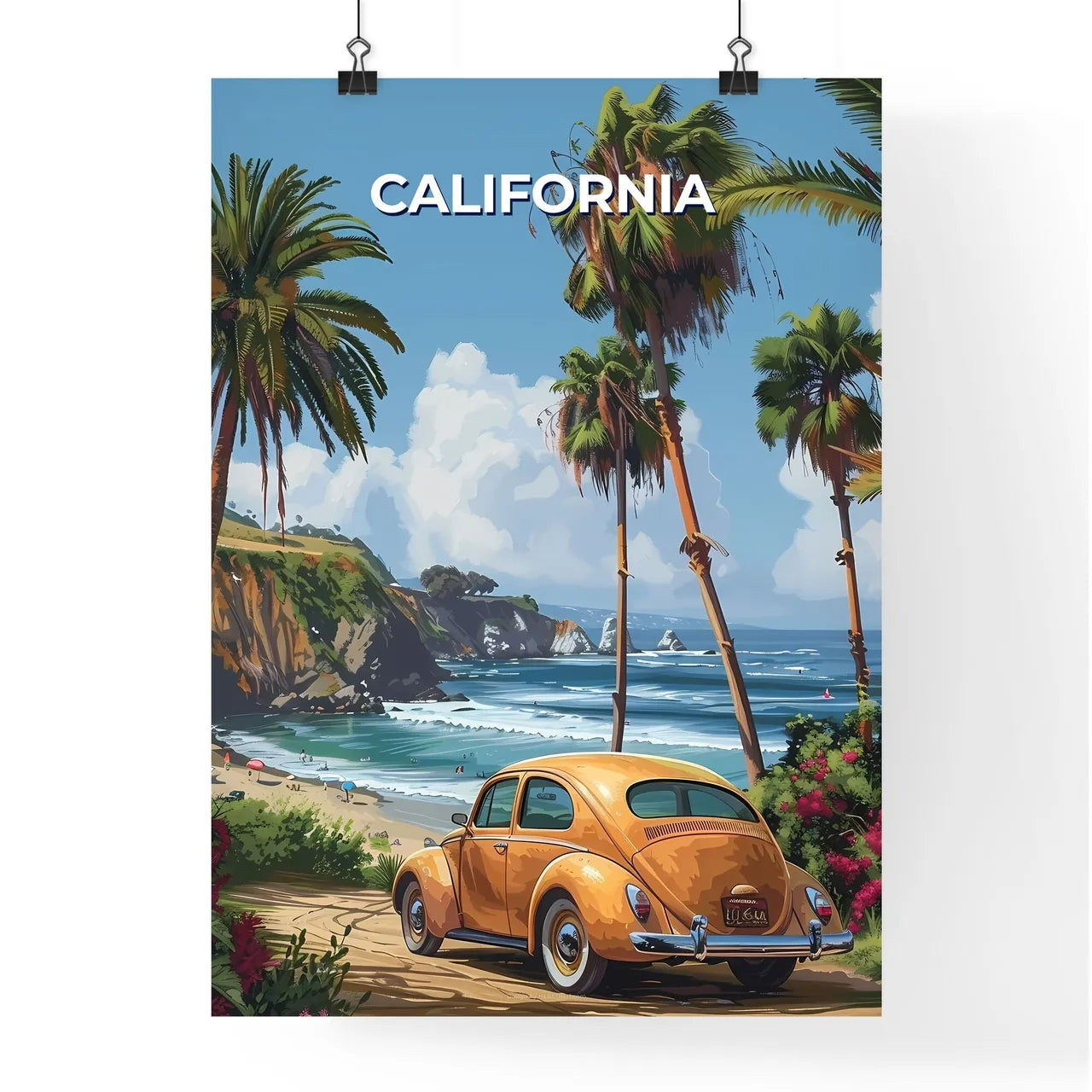 Vibrant California Beach Art Poster