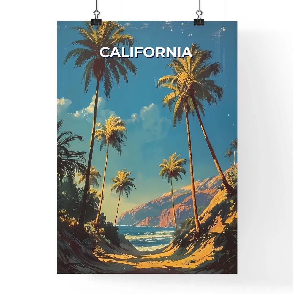 Vibrant Art Depiction of Californian Beach w Poster