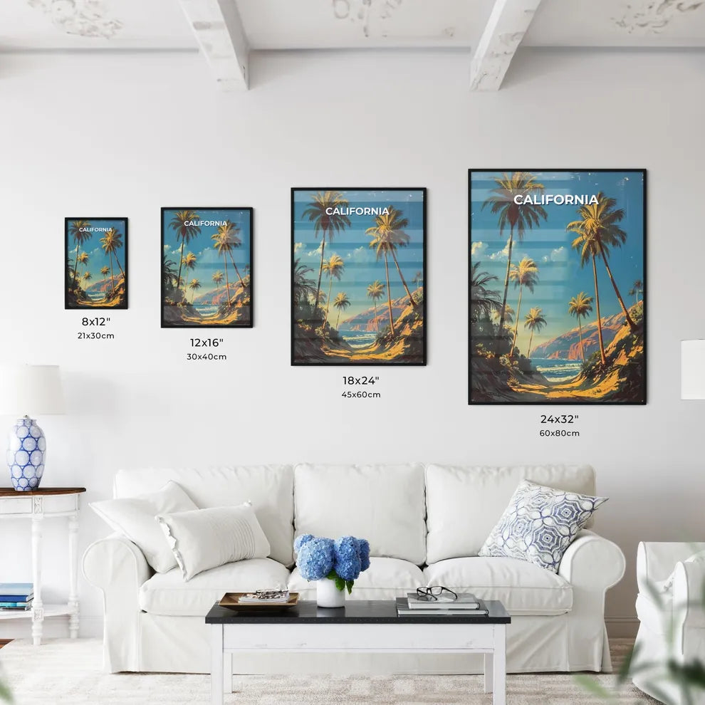 Vibrant Art Depiction of Californian Beach w - Kitchen Hangings