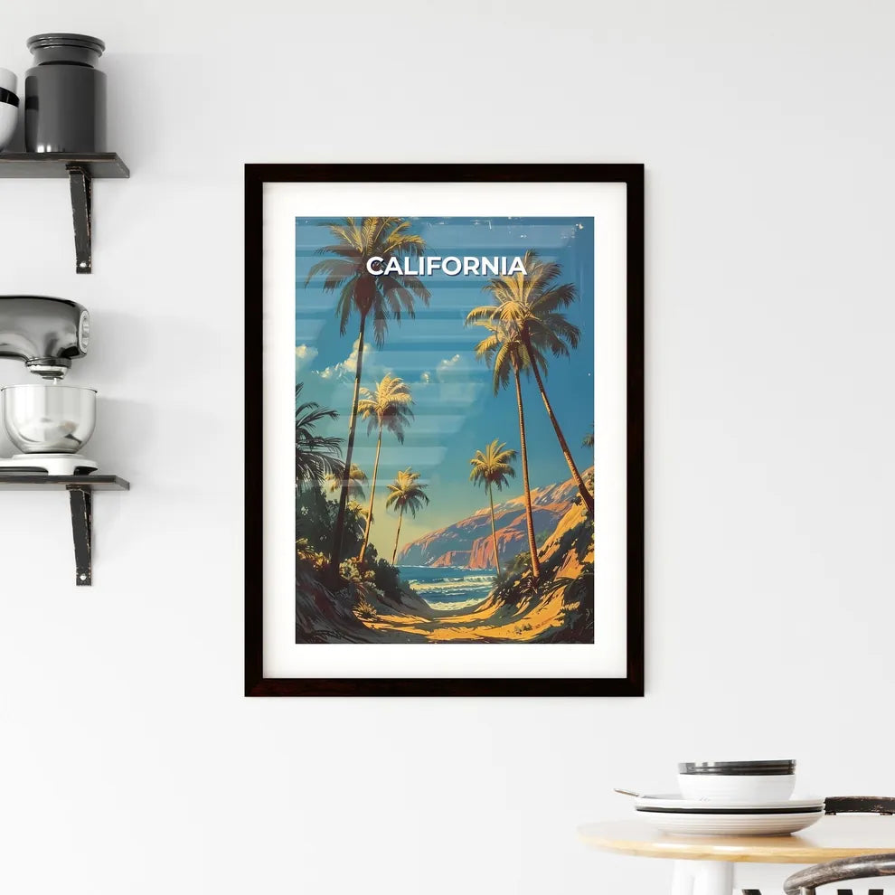 Vibrant Art Depiction of Californian Beach w Framed Print