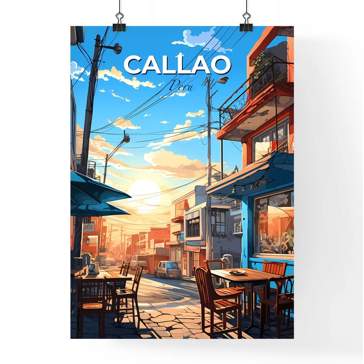 Callao Peru Skyline Vibrant Street Scene Cityscape Painting Default Title