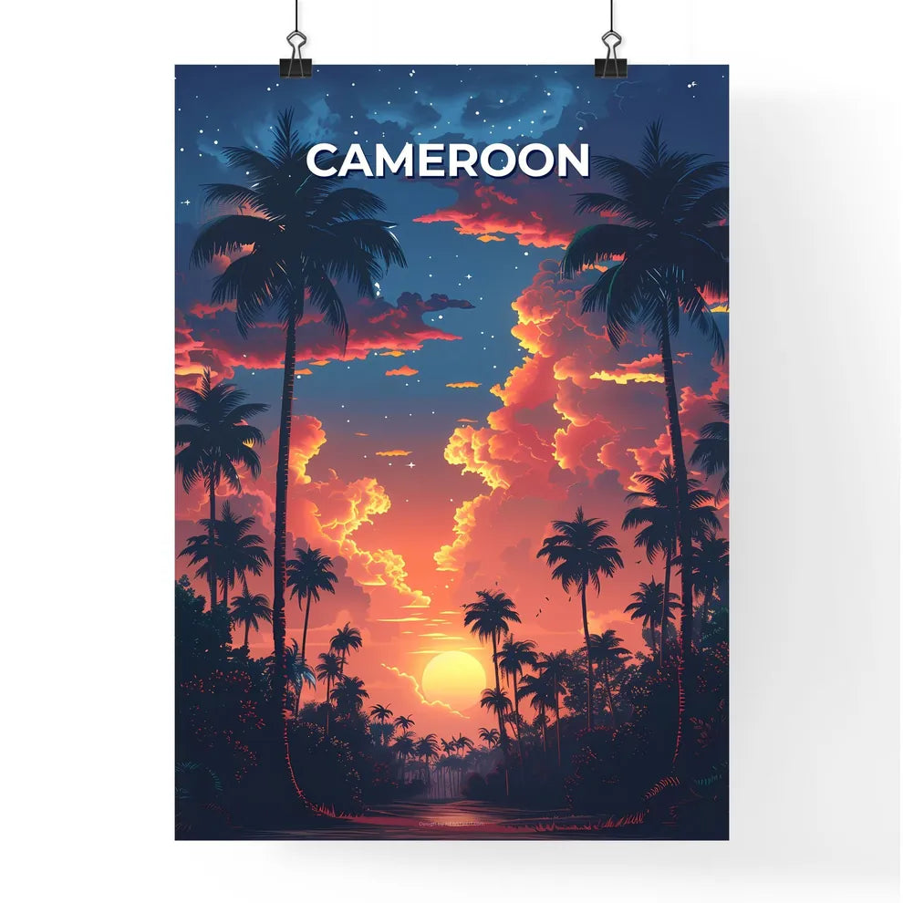 Sunset Over Tropical Forest Painting Poster