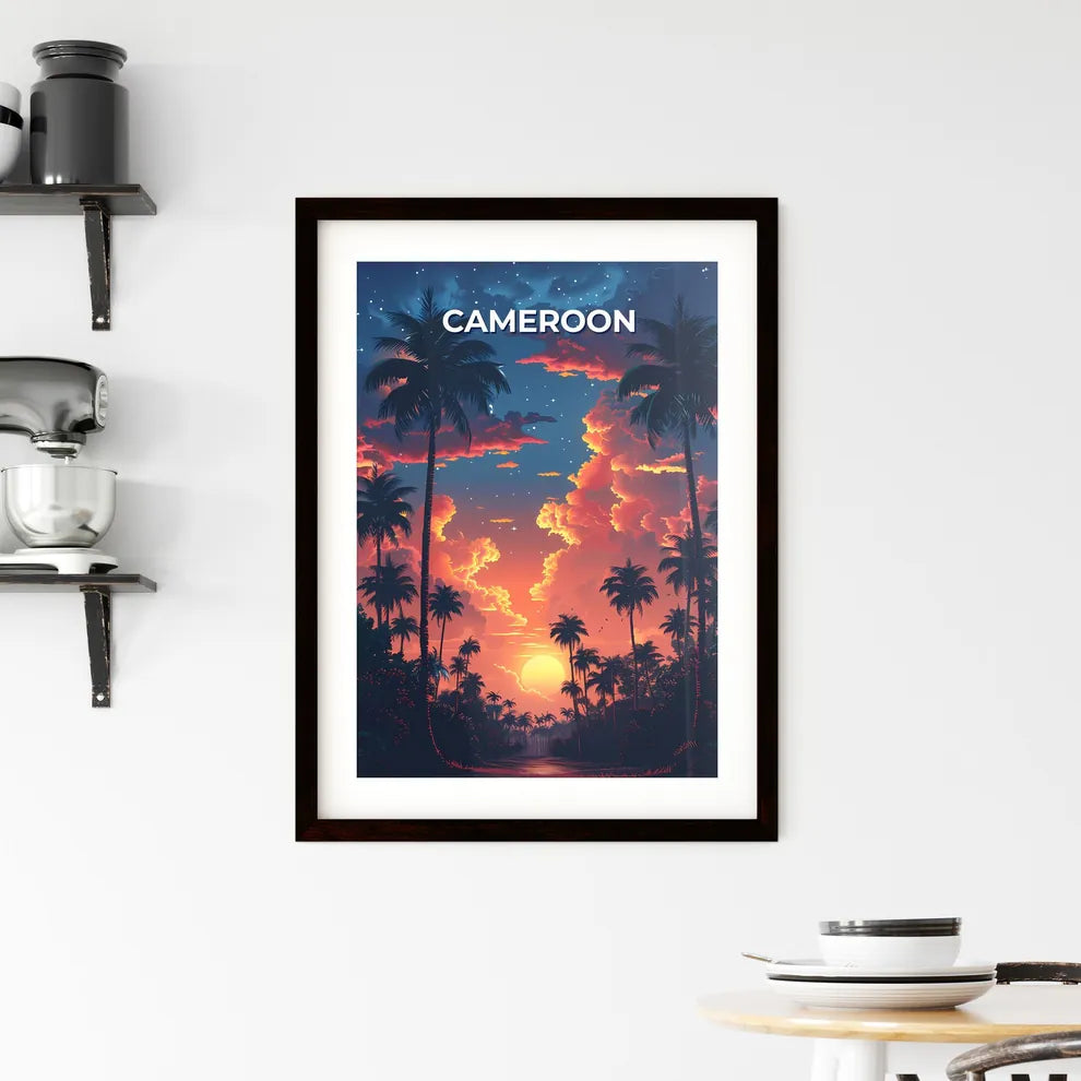 Sunset Over Tropical Forest Painting Framed Print